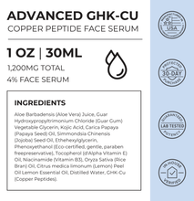 Load image into Gallery viewer, Copper Peptide Face Serum | 4% Gentle High Strength GHK CU